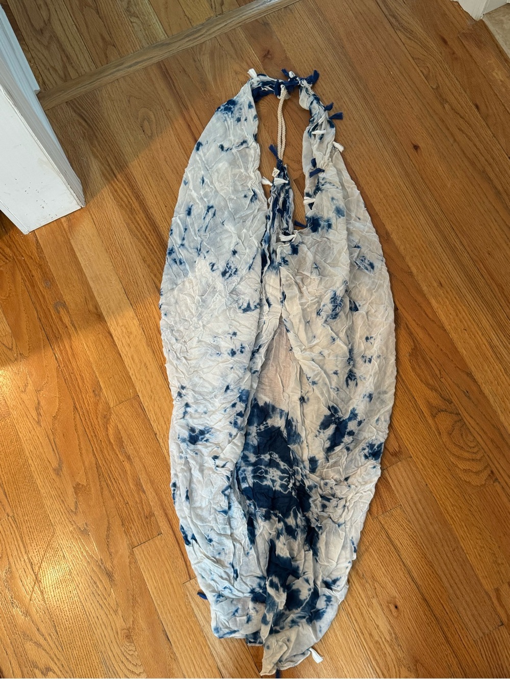 Tie-Dye Blue and White Halter Scarf / Sarong